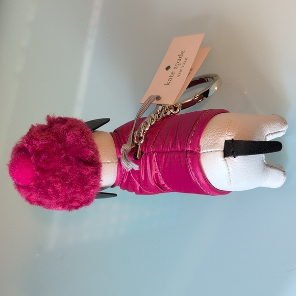 Kate Spade Claude Pink Festive Dachshund Dog Bag Charm Key Chain NWT - Picture 4 of 9